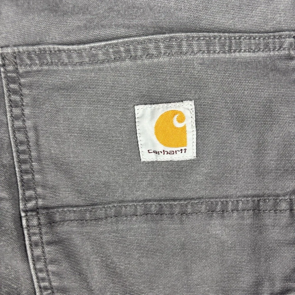 Carhartt Pants Mens 36x34 (Fits 36x32) Gray Rugged Flex Canvas Relaxed Fit Work